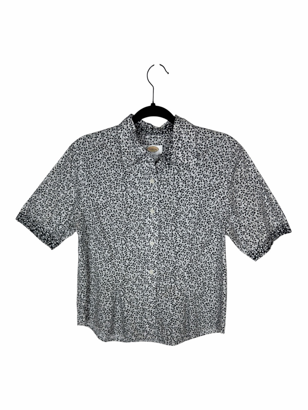Talbots NWOT Women’s Black & White Floral Print Button Down Blouse, Size Small.